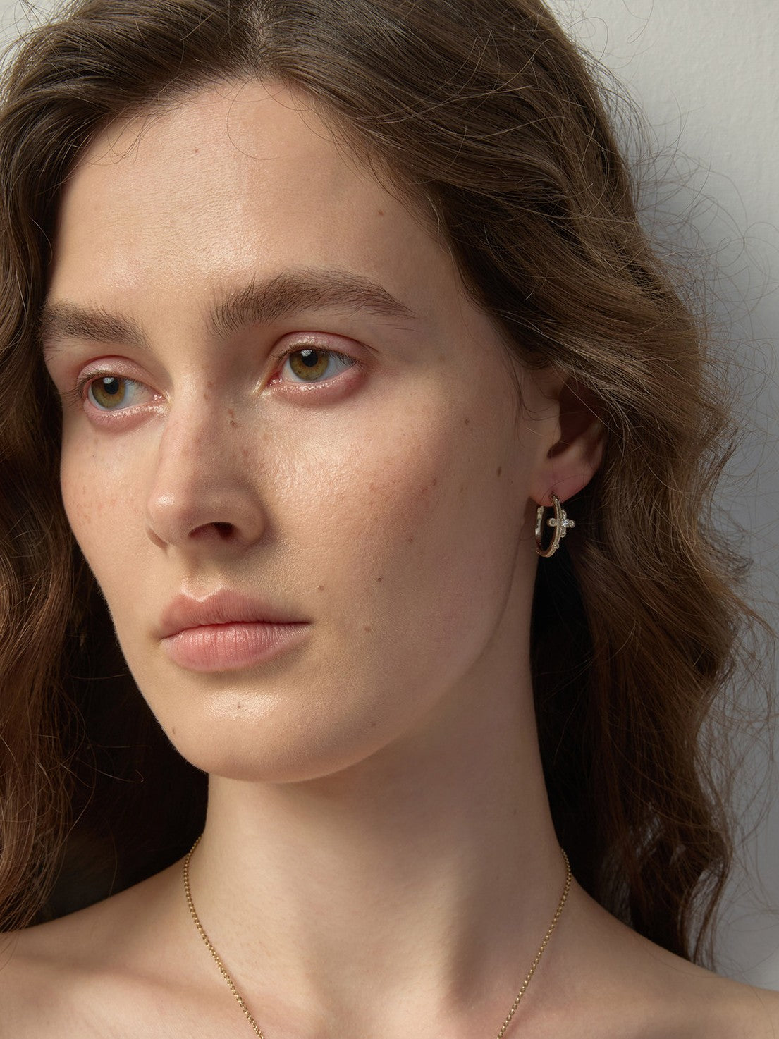 Dear Luma Sunlit Lace Cross Orbit Hoop Earrings view 7
