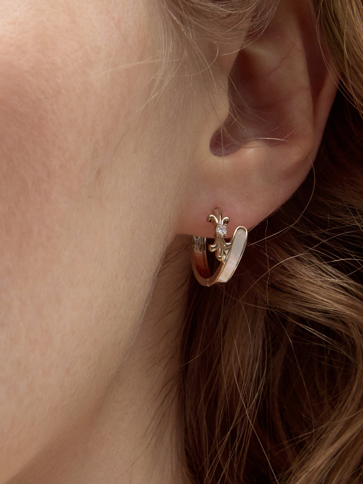 Dear Luma Tidal Iris Mother-of-Pearl Huggie Earrings view 3