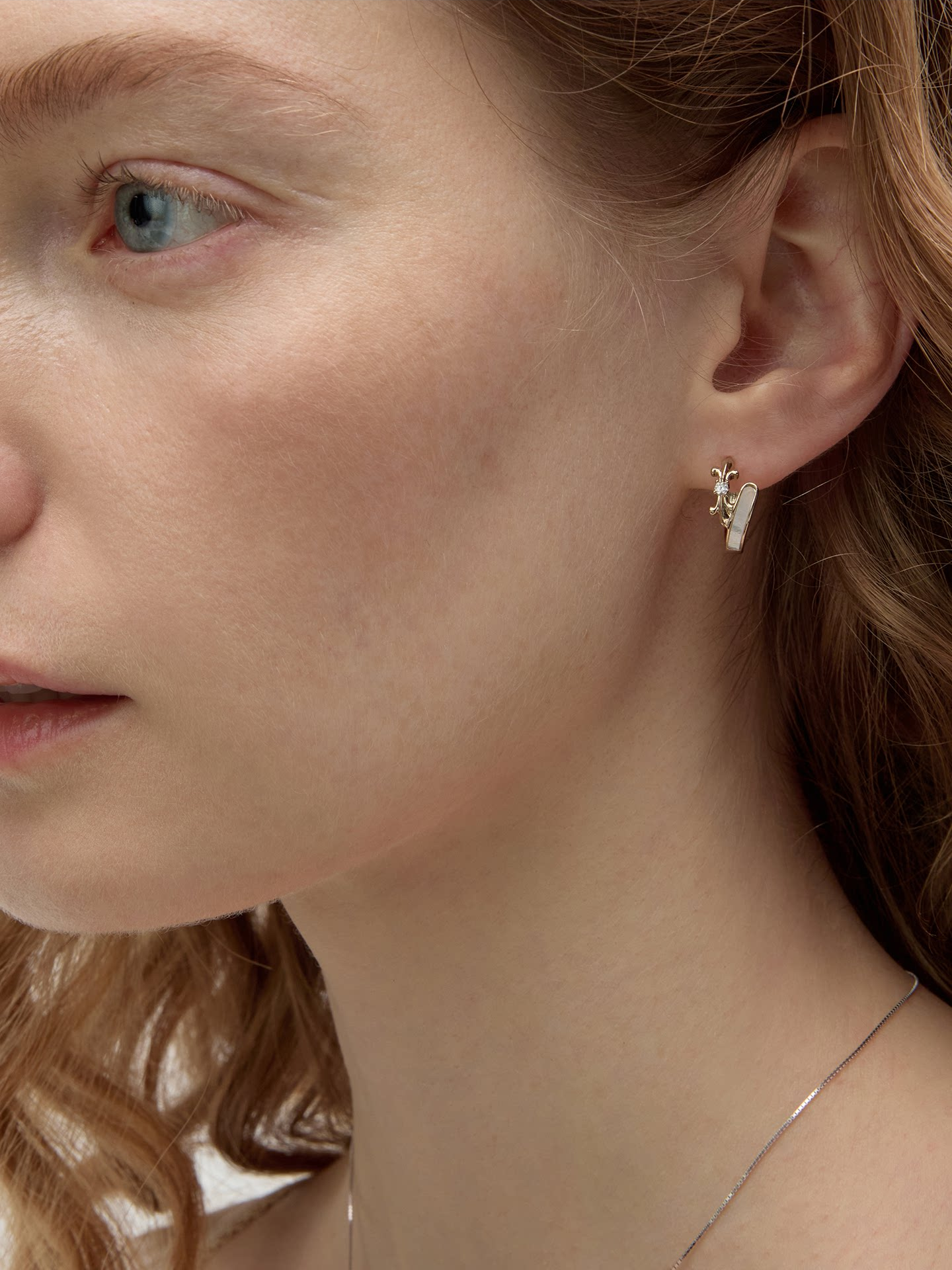 Dear Luma Tidal Iris Mother-of-Pearl Huggie Earrings view 4