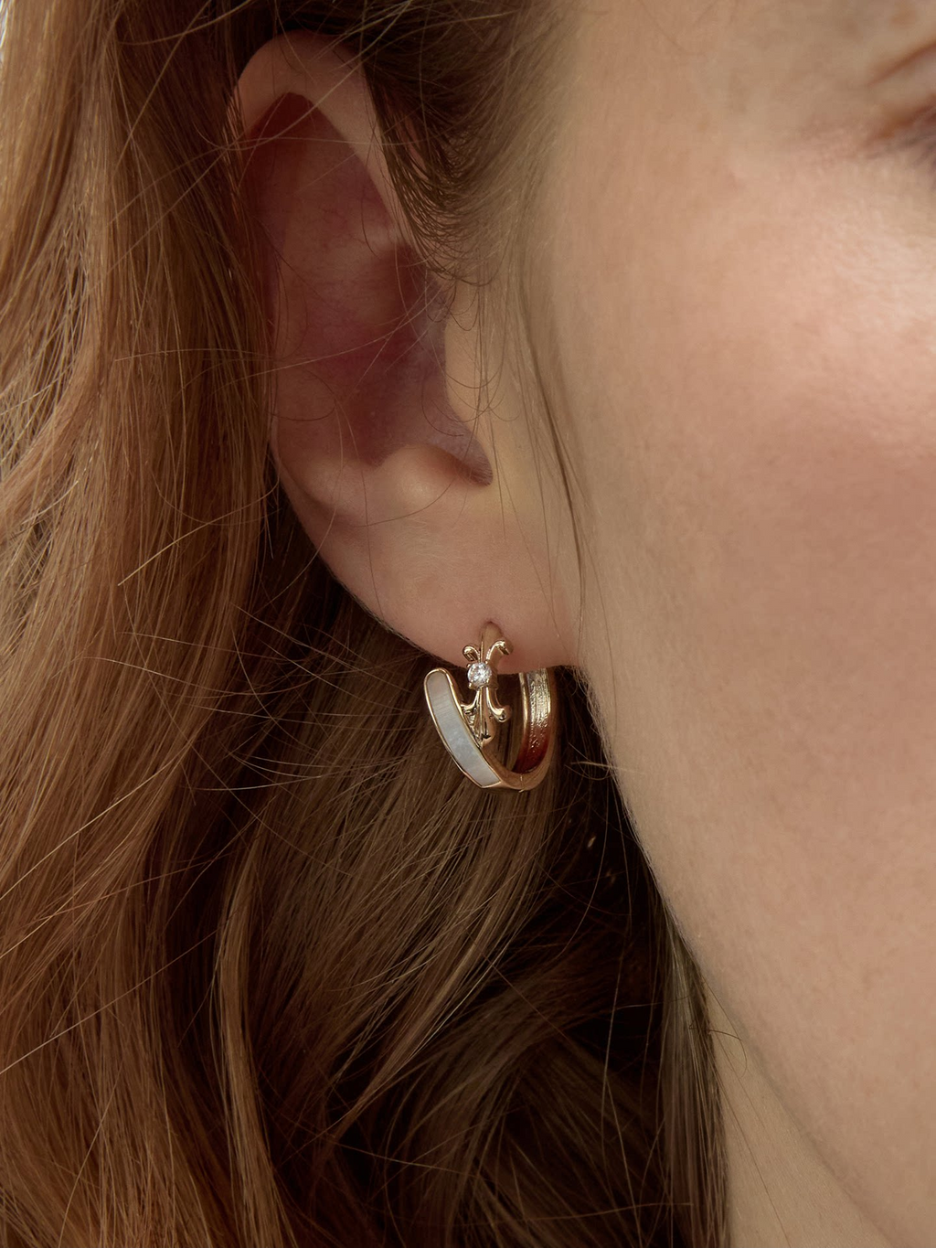 Dear Luma Tidal Iris Mother-of-Pearl Huggie Earrings view 5