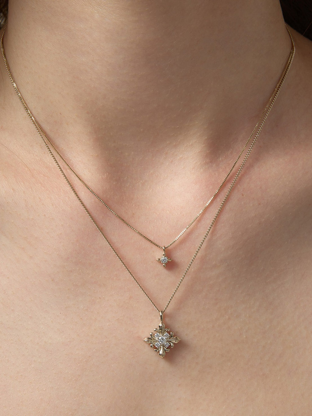 Dear Luma N007 iris double layer necklace wearing detail