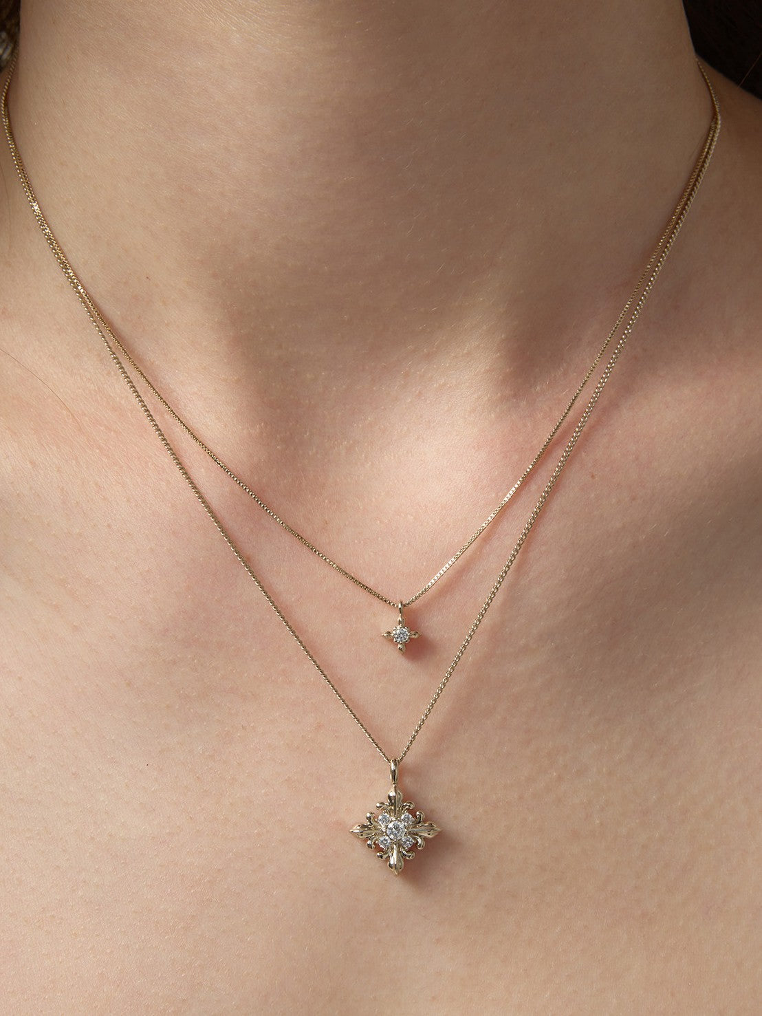 Dear Luma N007 iris double layer necklace wearing detail