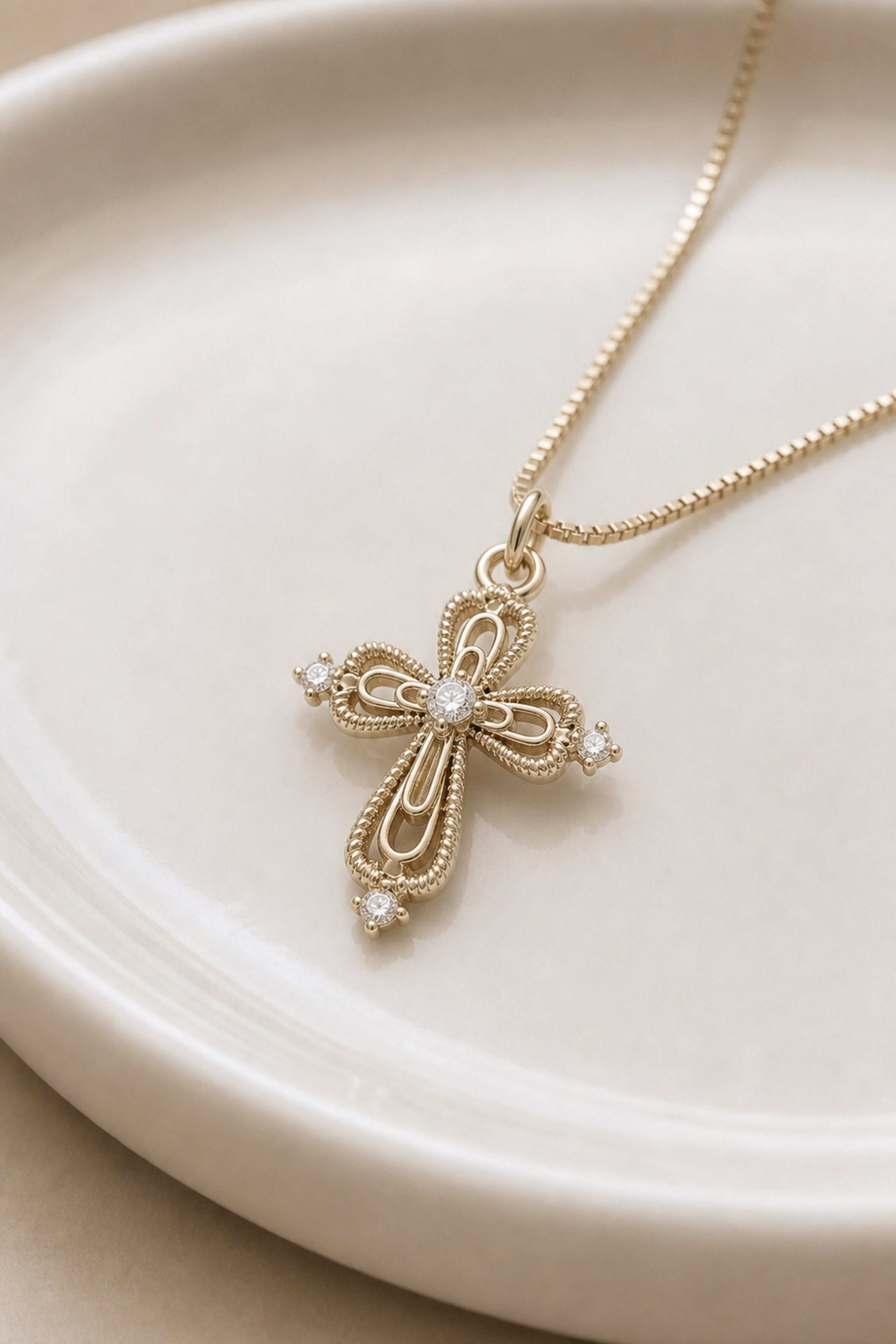 Dear Luma N013 lace cross necklace closeup detail