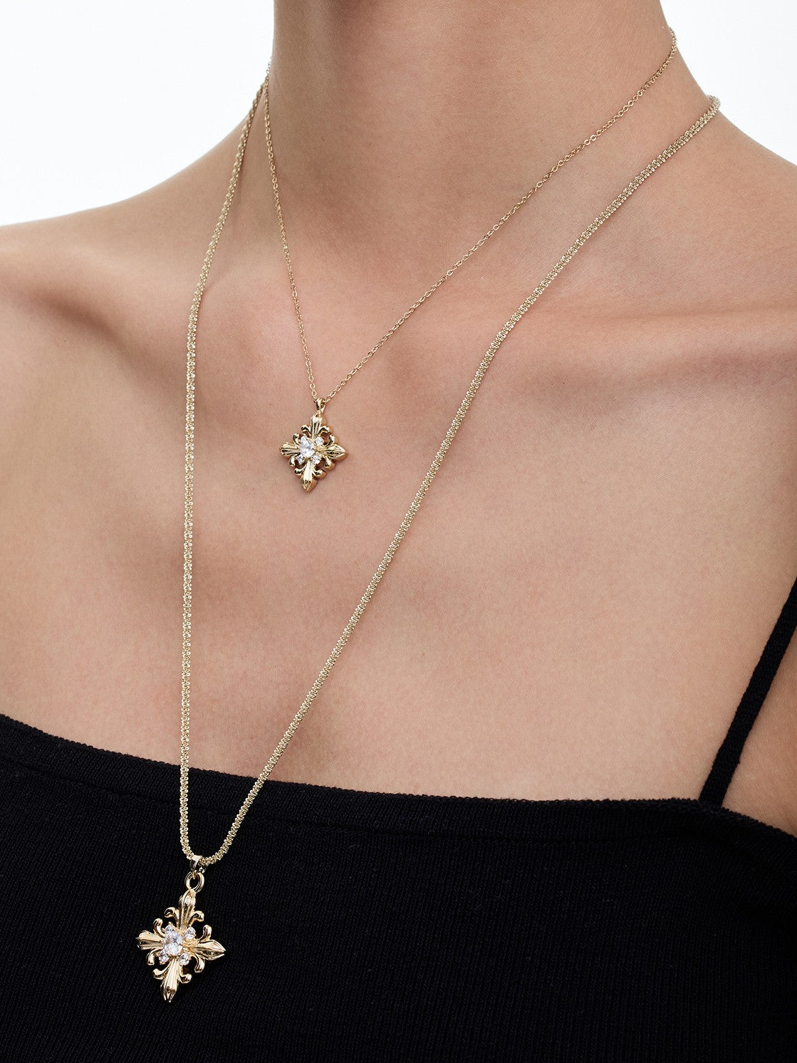 Dear Luma N016 iris plain chain long and short necklace wearing comparison
