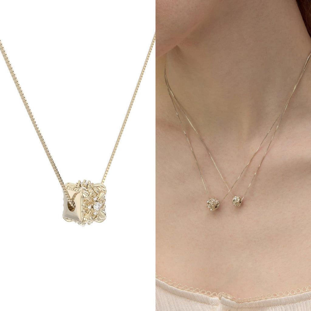 Dear Luma N017 gold iris cube necklace medium white background