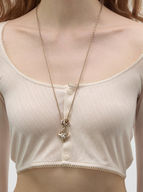 Dear Luma N018 gold iris pendant necklace product display