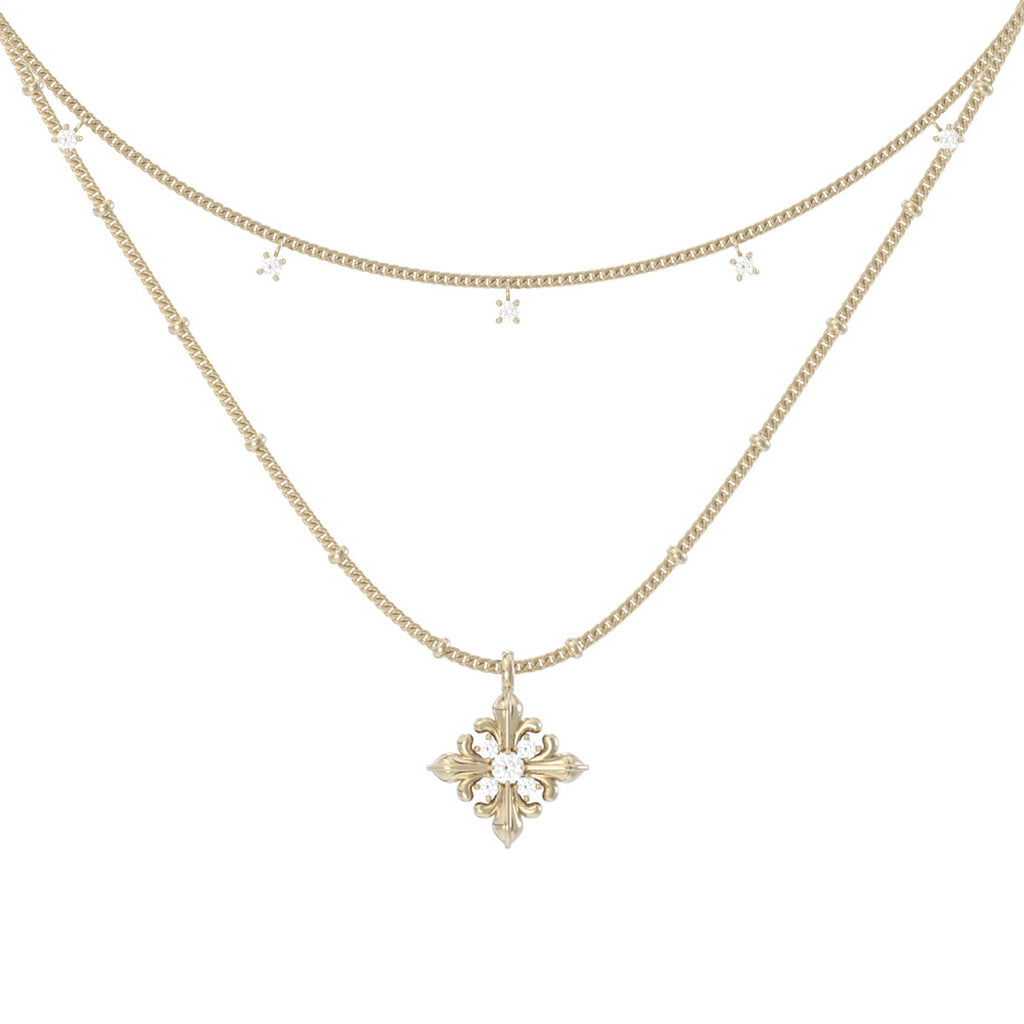 Dear Luma N022 gold iris layered necklace square product image