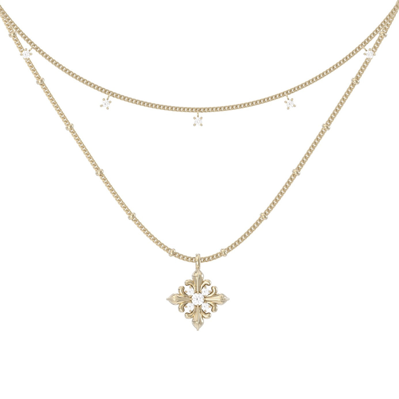 Dear Luma N022 gold iris layered necklace square product image