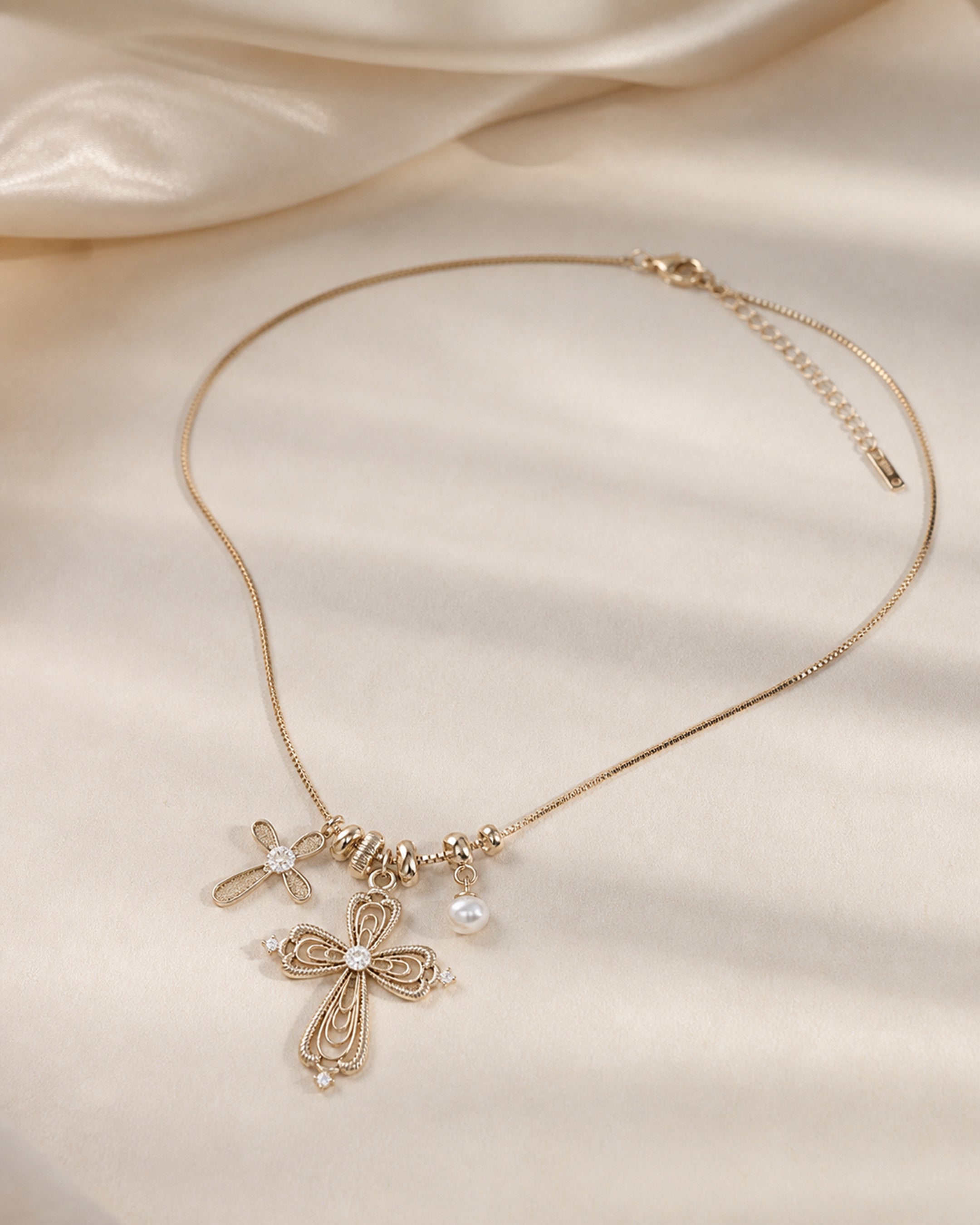 Dear Luma Sunlit Keepsake Cross Charm Necklace view 1