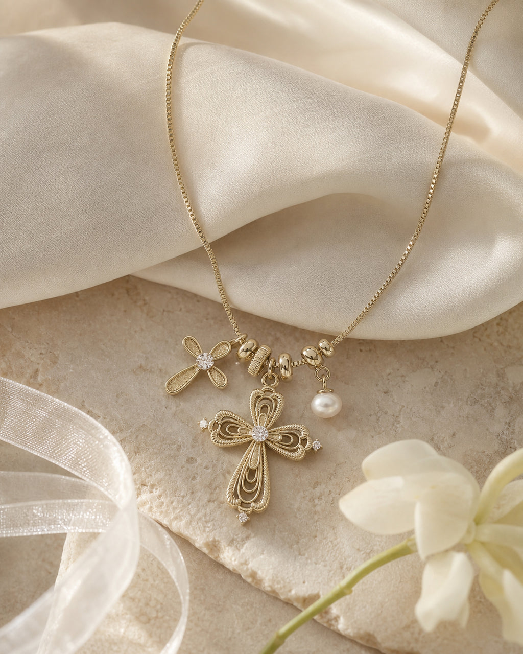 Dear Luma Sunlit Keepsake Cross Charm Necklace view 4