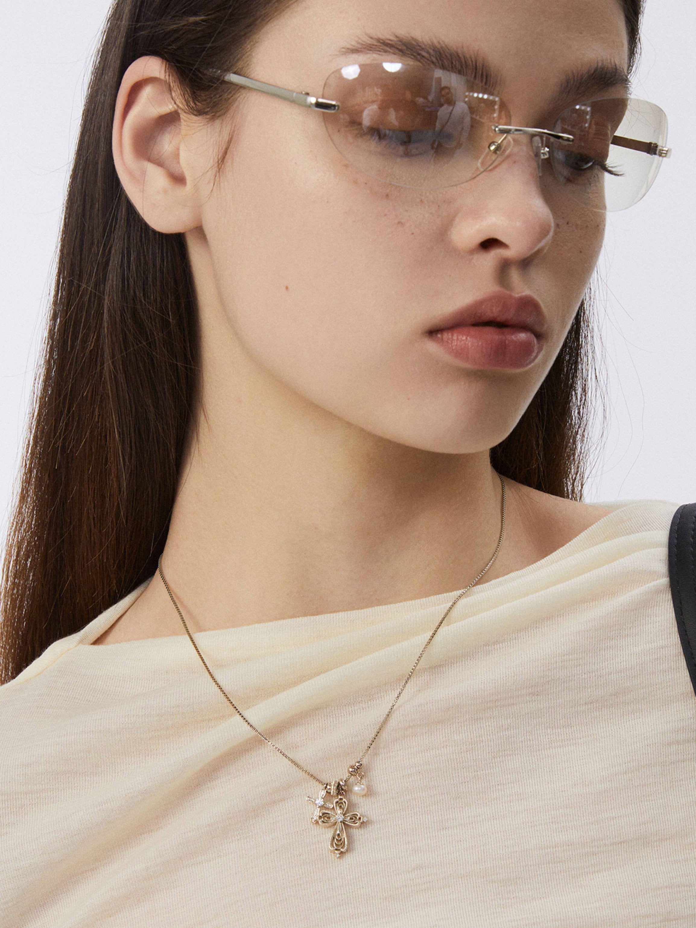 Dear Luma Sunlit Keepsake Cross Charm Necklace view 3