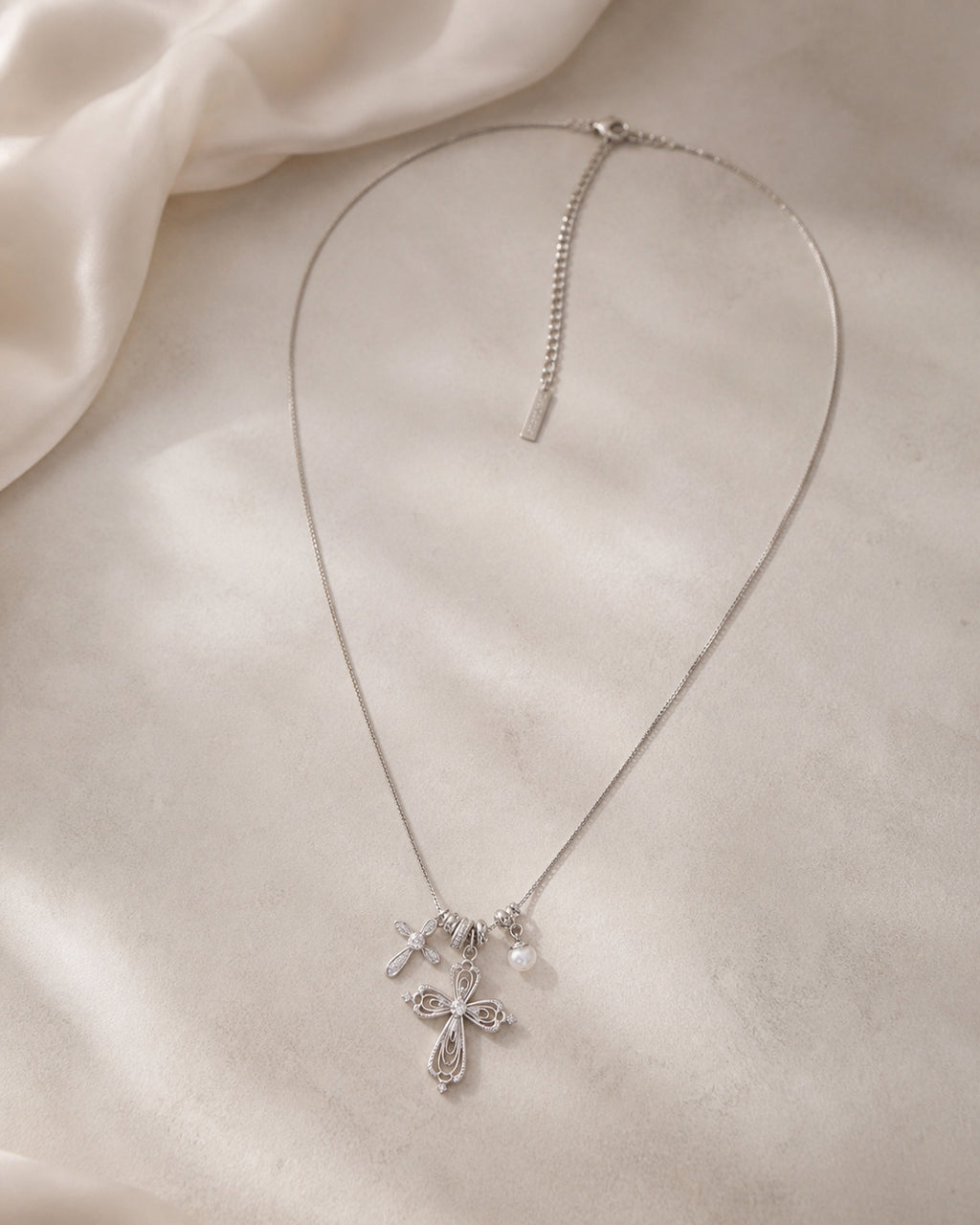 Dear Luma Moonlit Keepsake Cross Charm Necklace view 1