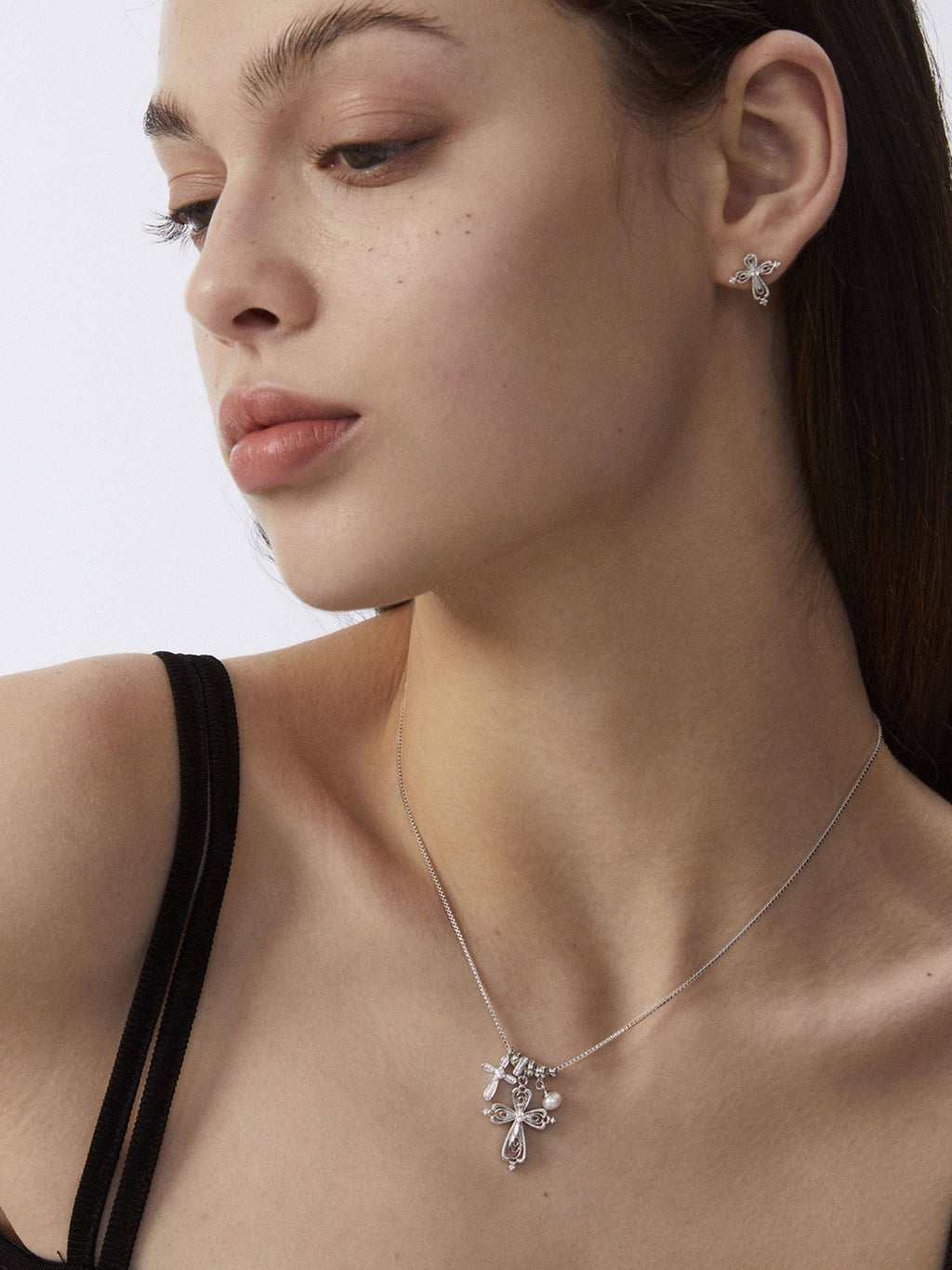 Dear Luma Moonlit Keepsake Cross Charm Necklace view 2