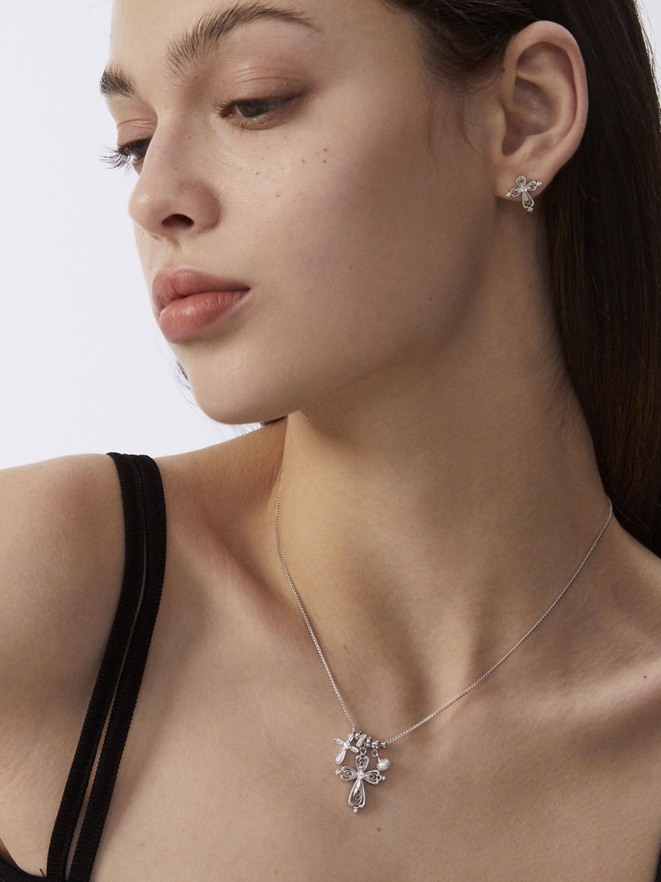 Dear Luma Moonlit Keepsake Cross Charm Necklace view 2
