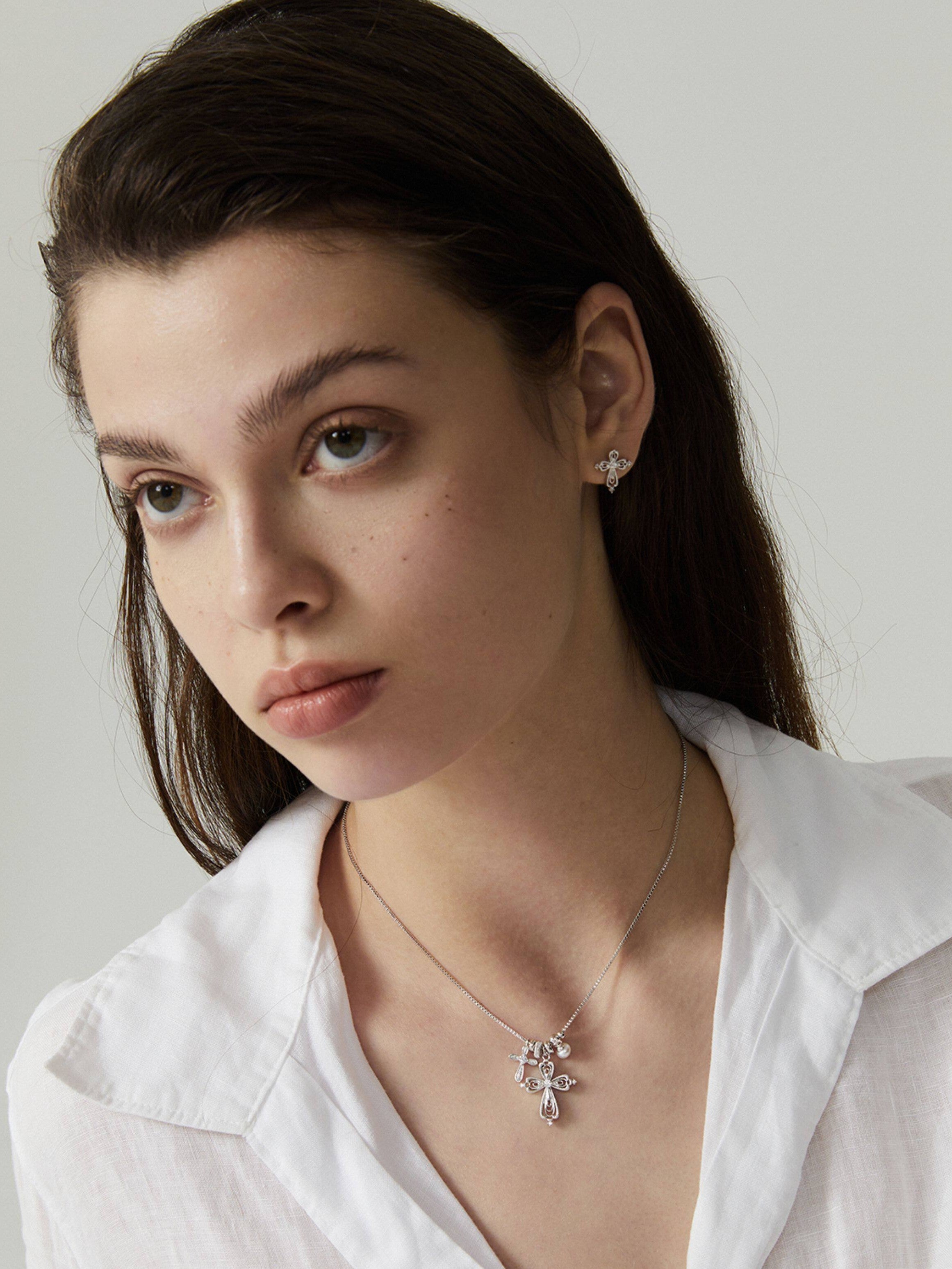 Dear Luma Moonlit Keepsake Cross Charm Necklace view 4