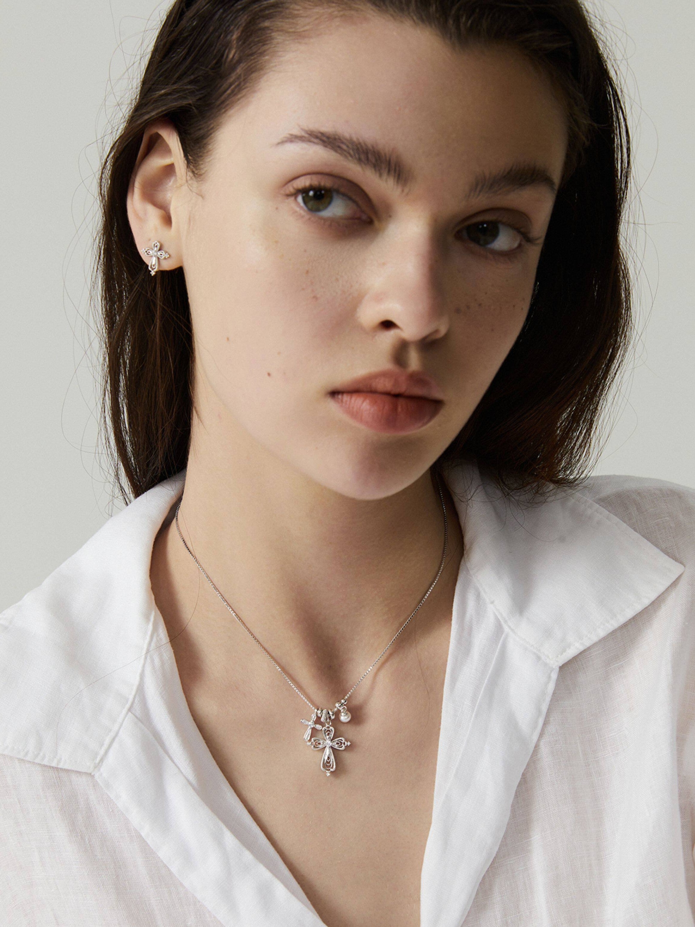 Dear Luma Moonlit Keepsake Cross Charm Necklace view 5