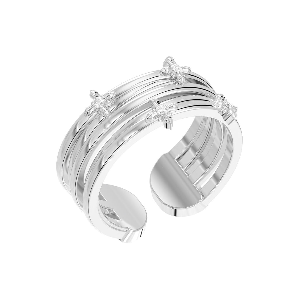 Dear Luma R005 silver multi layer iris ring white background