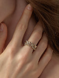 Dear Luma R008 gold narrow iris band ring model closeup